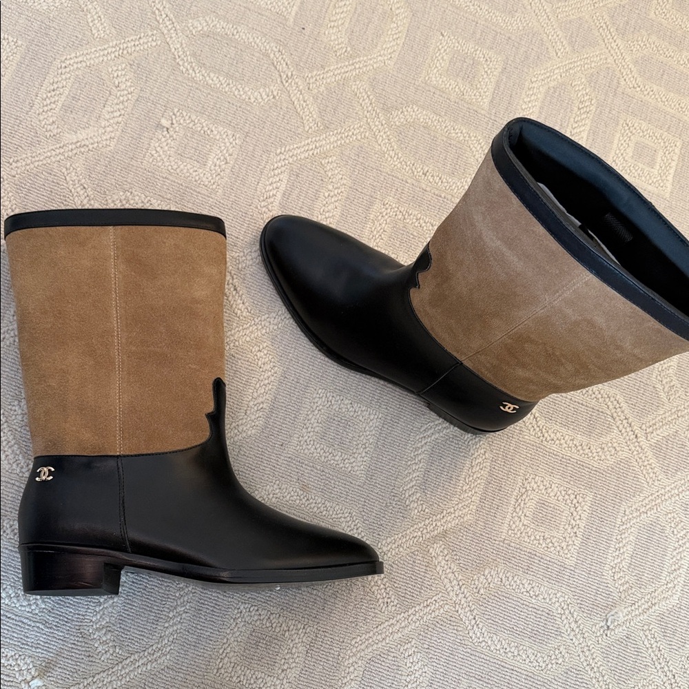 Similar to Chanel Black and Tan Women's Boots